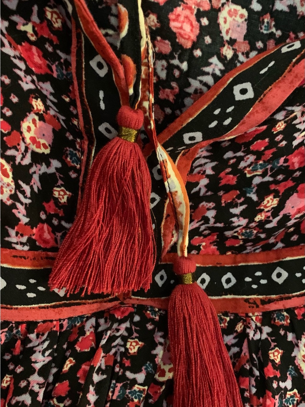 Free People "Russian Maxi Dress" Gored Maxi Dress Burgundy Floral | Style OB1096 - Picture 5 of 9